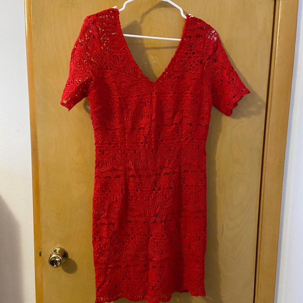 Red lace dress